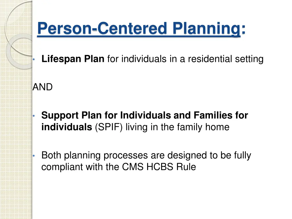 person centered planning