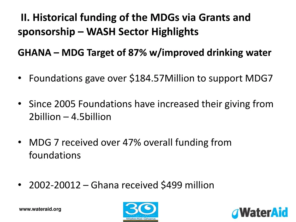 ii historical funding of the mdgs via grants 2