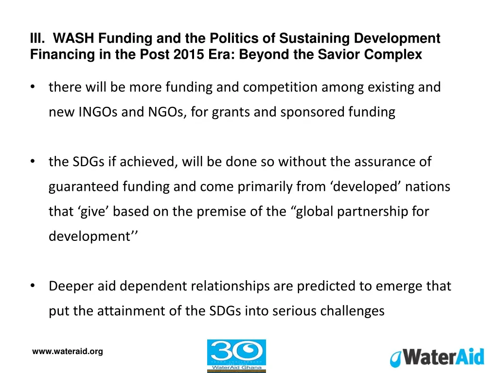 iii wash funding and the politics of sustaining 1
