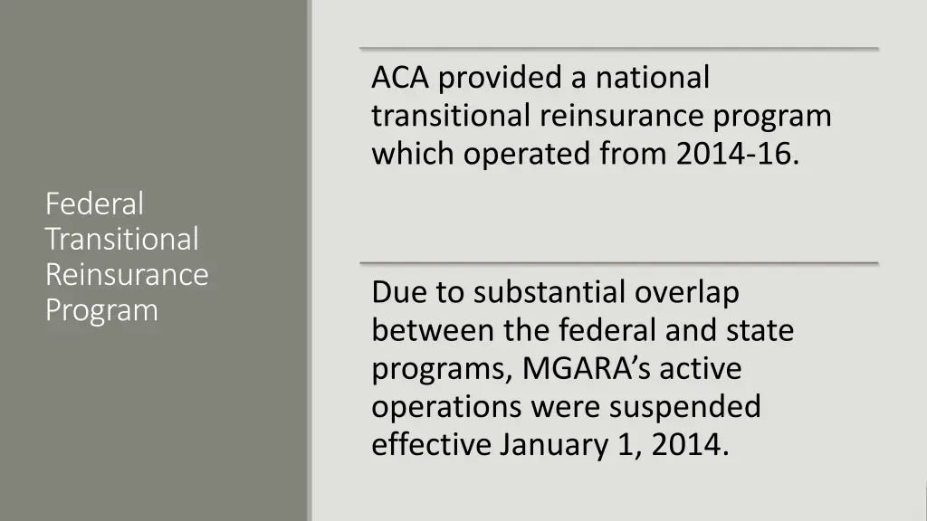 aca provided a national transitional reinsurance