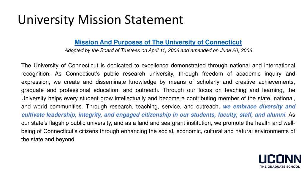 university mission statement