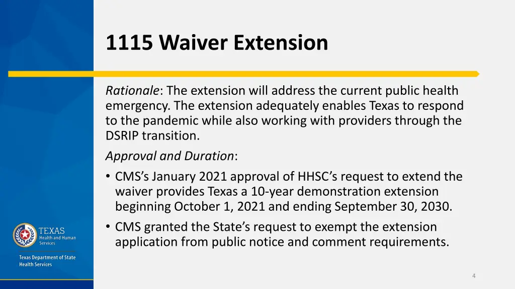 1115 waiver extension