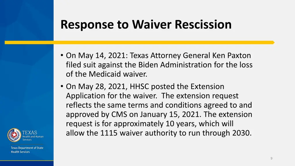 response to waiver rescission