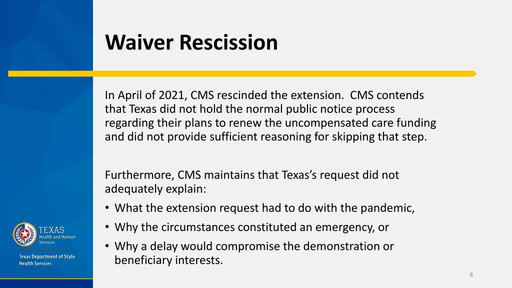 waiver rescission