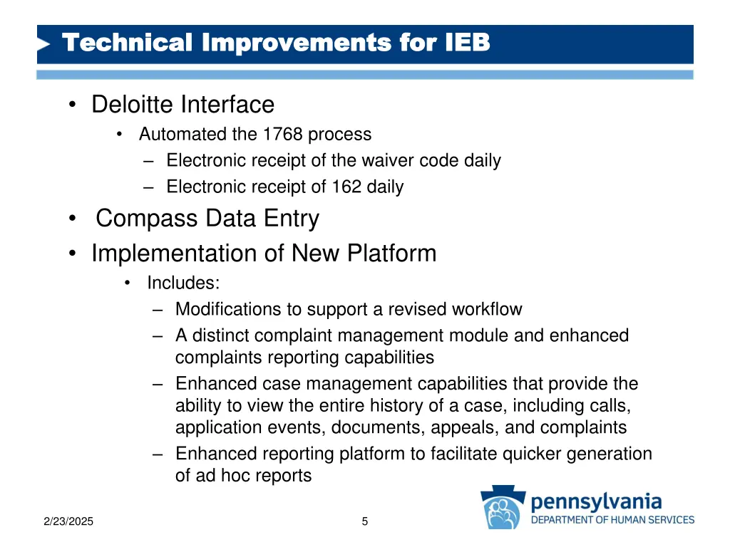 technical improvements for ieb technical