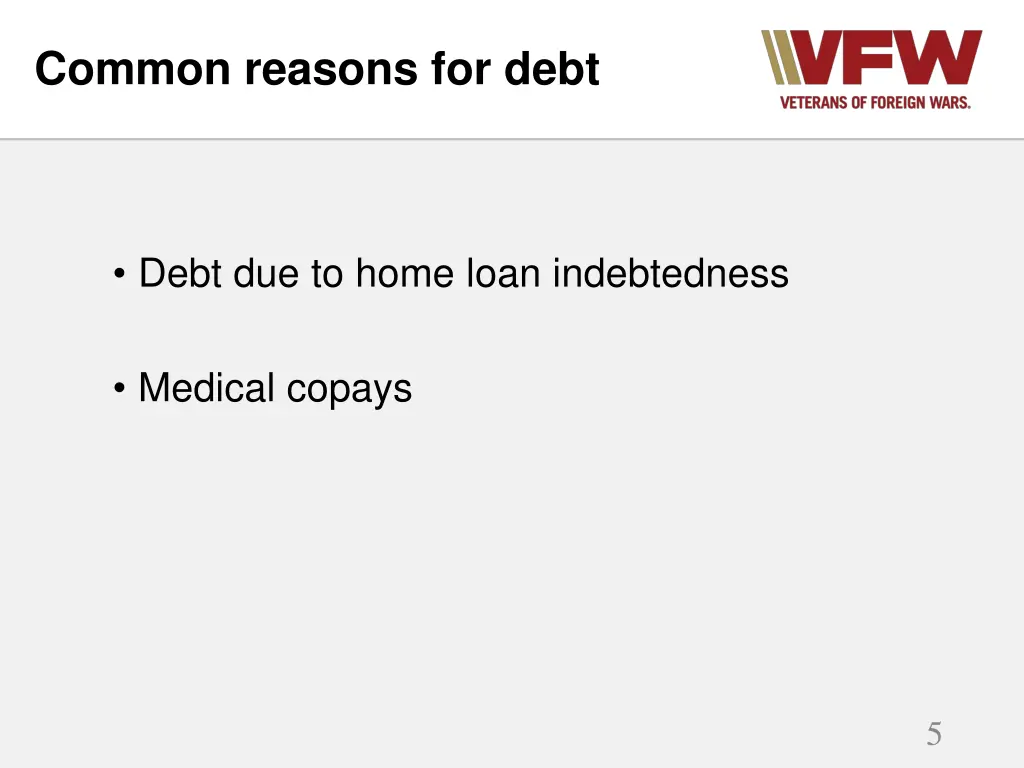 common reasons for debt 1