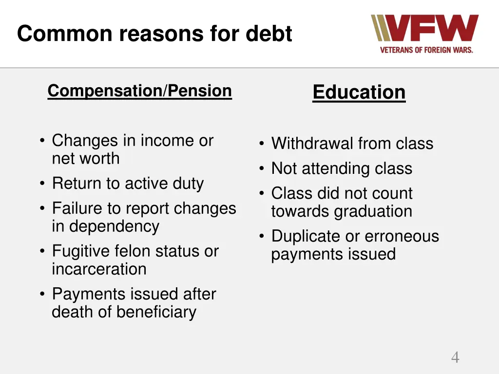 common reasons for debt