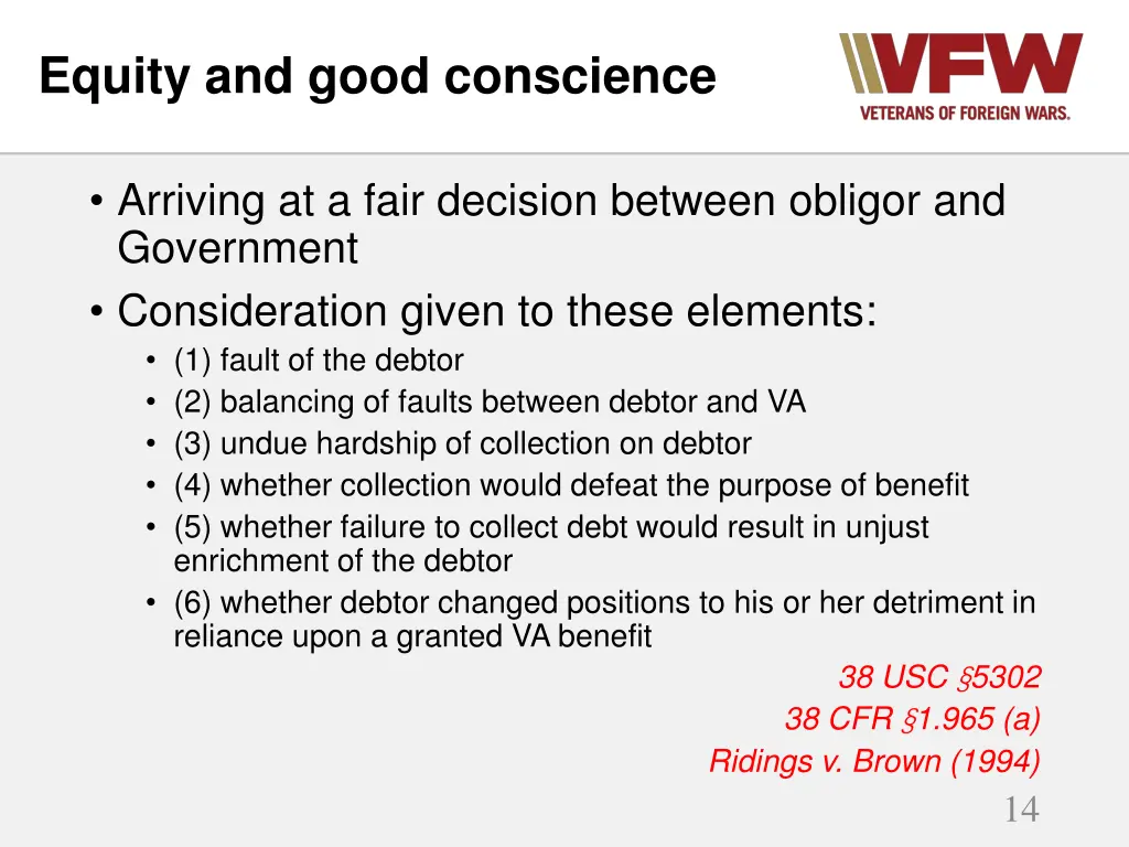 equity and good conscience