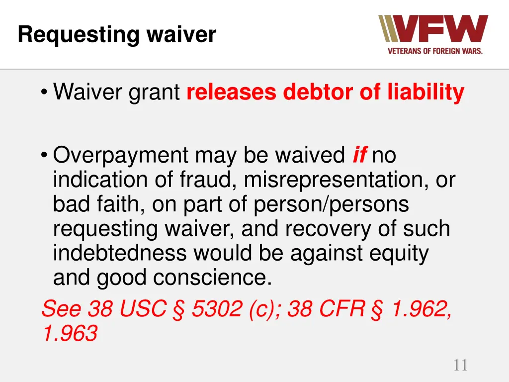 requesting waiver