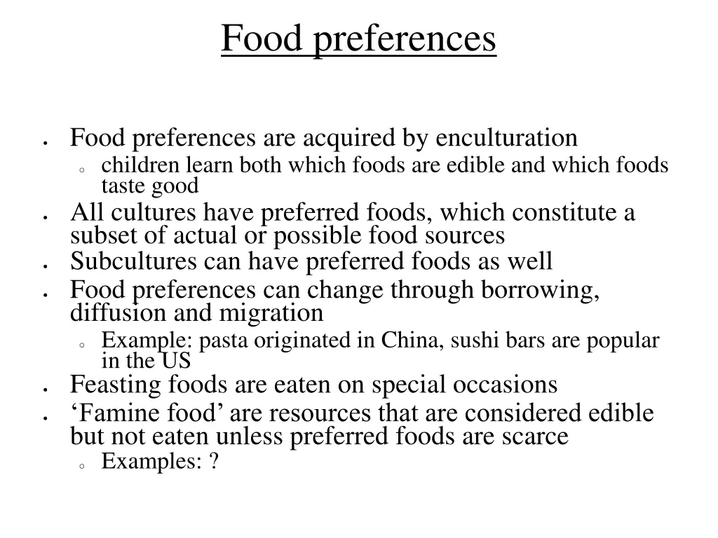 food preferences