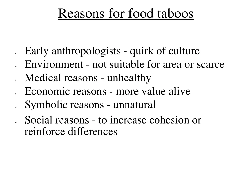 reasons for food taboos