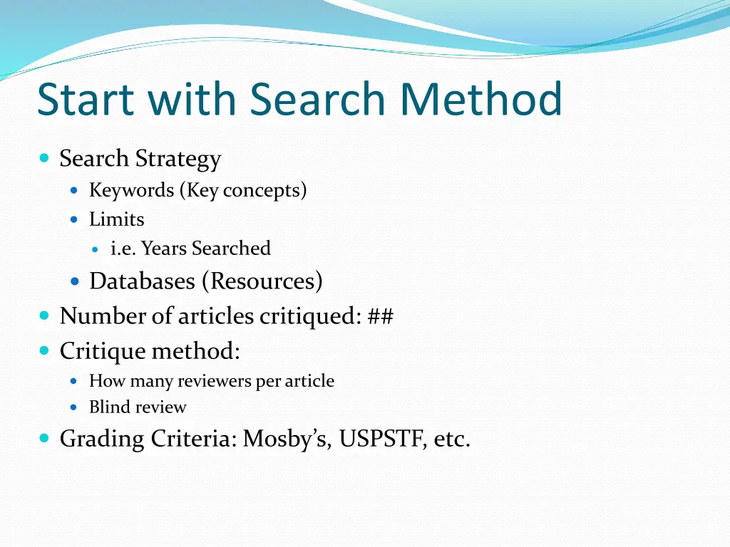 start with search method