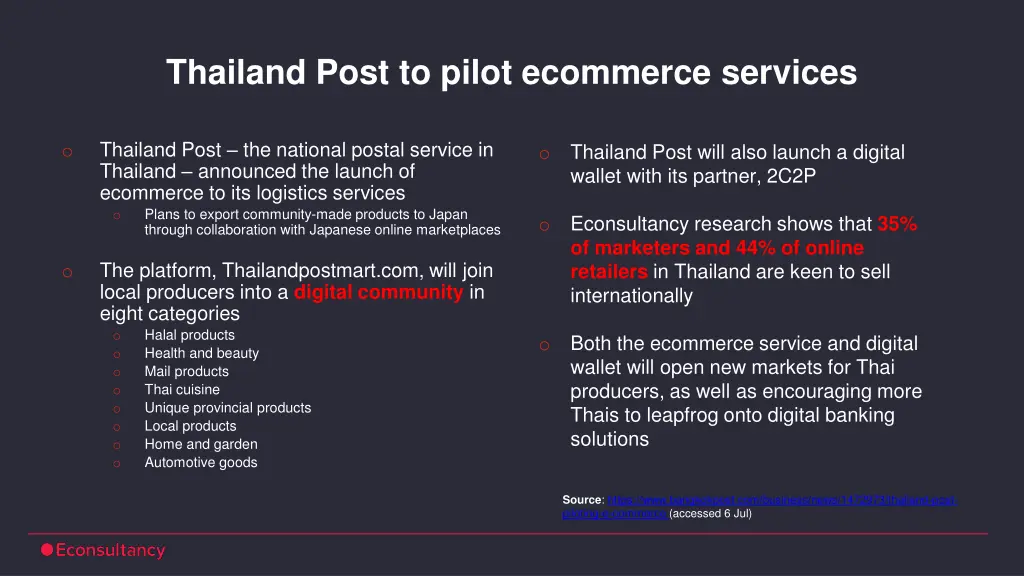 thailand post to pilot ecommerce services
