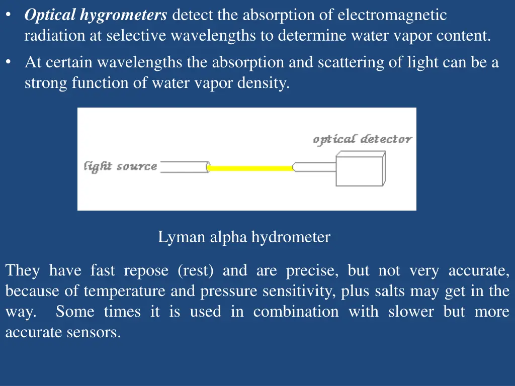 optical hygrometers detect the absorption