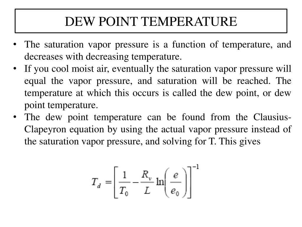 dew point temperature