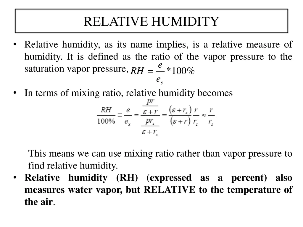 relative humidity