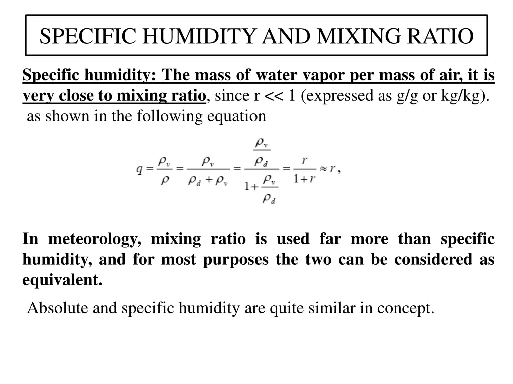 specific humidity and mixing ratio 1