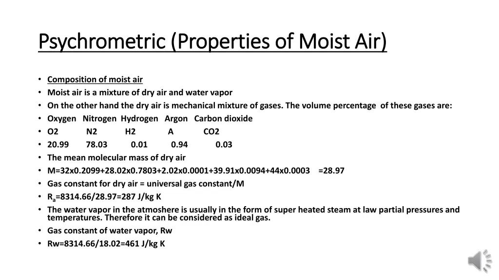 psychrometric properties of moist