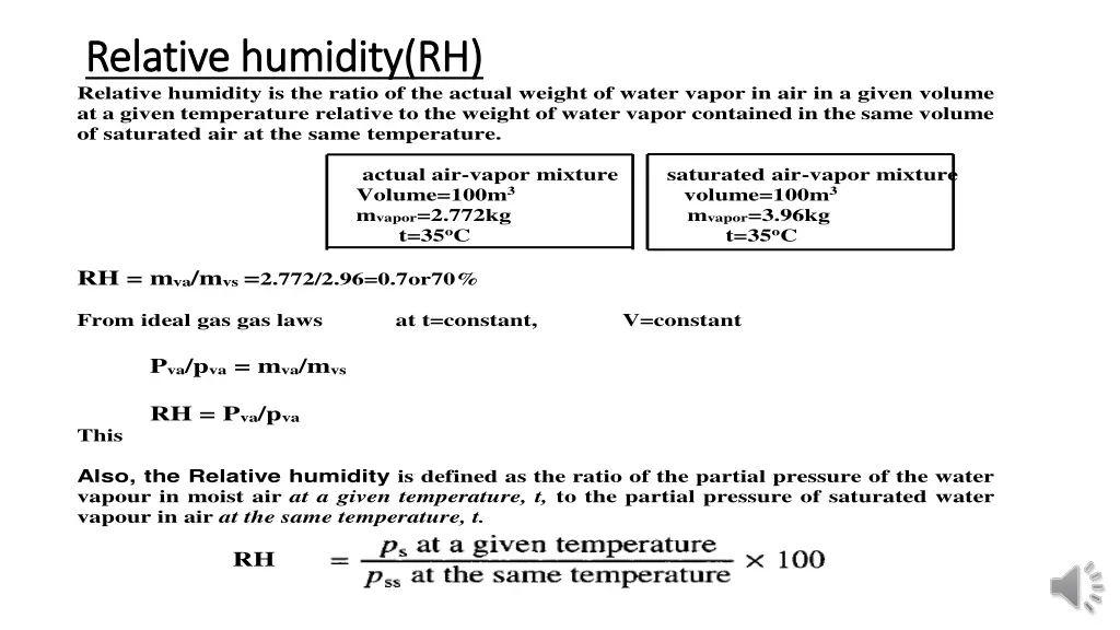 relative humidity rh relative humidity
