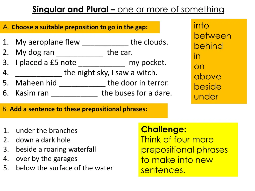 singular and plural one or more of something 1