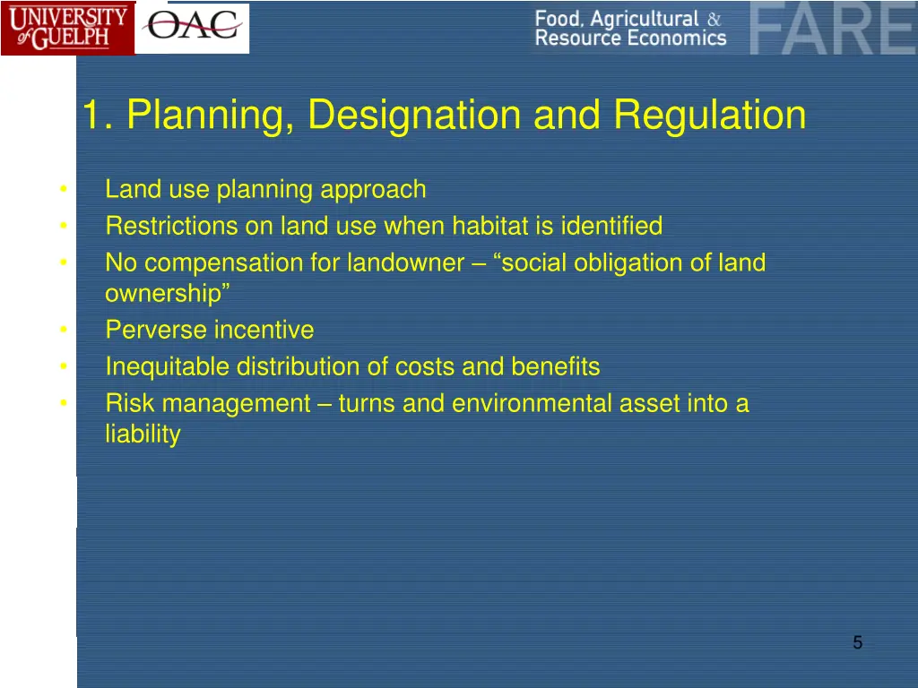 1 planning designation and regulation