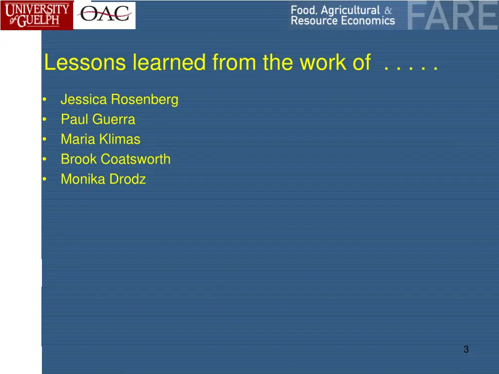 lessons learned from the work of