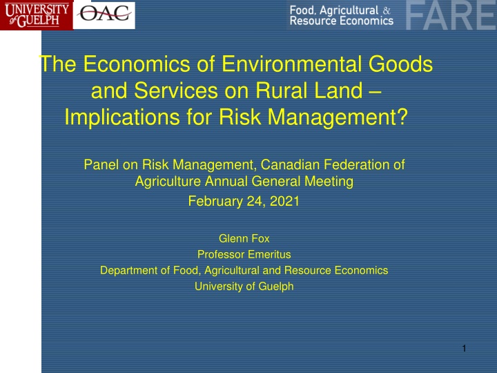 the economics of environmental goods and services
