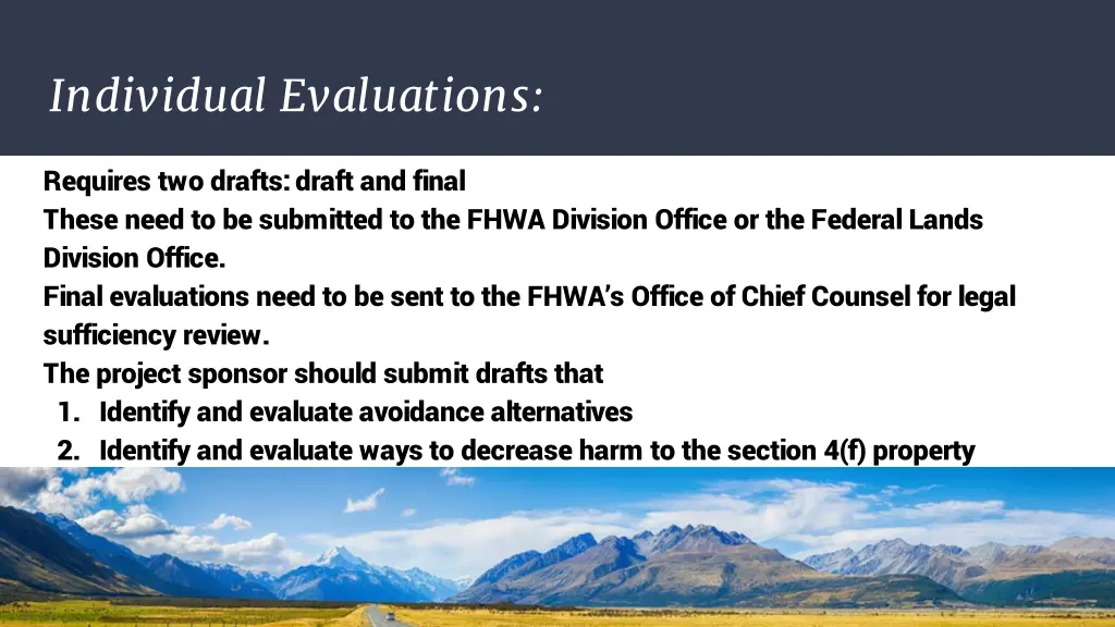individual evaluations
