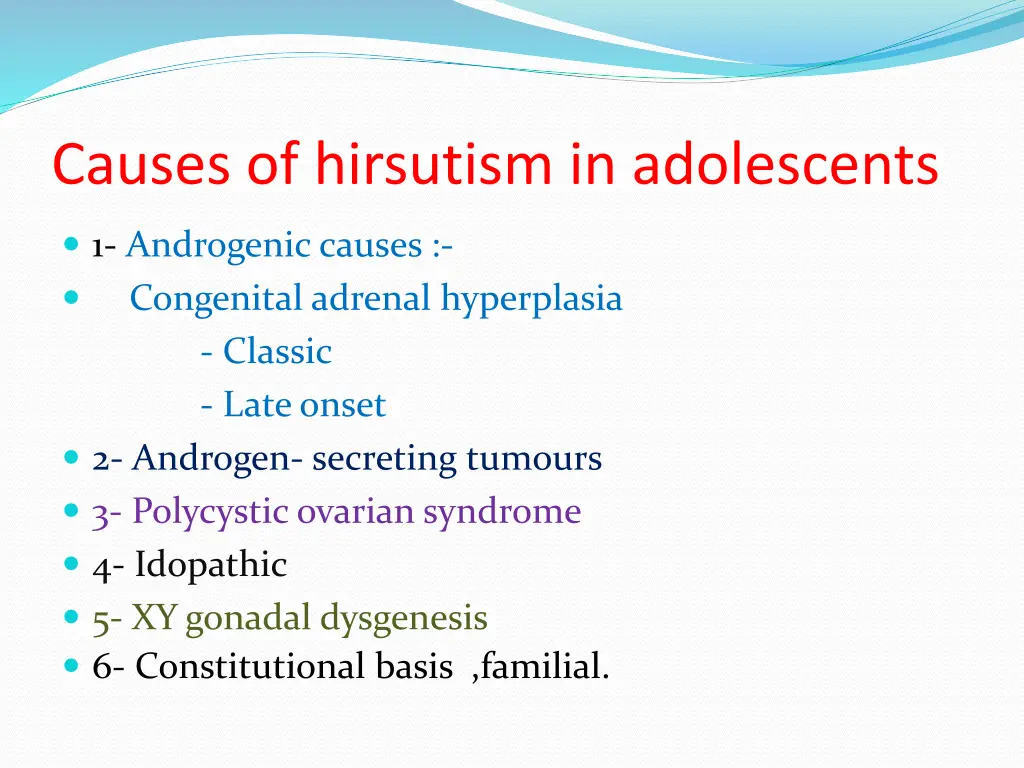 causes of hirsutism in adolescents