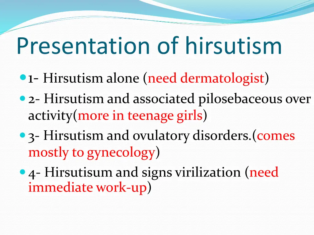 presentation of hirsutism