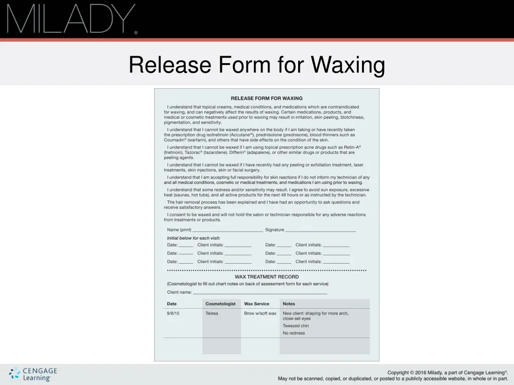 release form for waxing