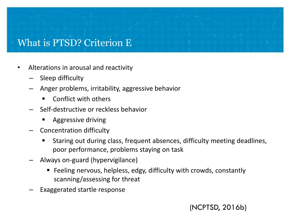 what is ptsd criterion e