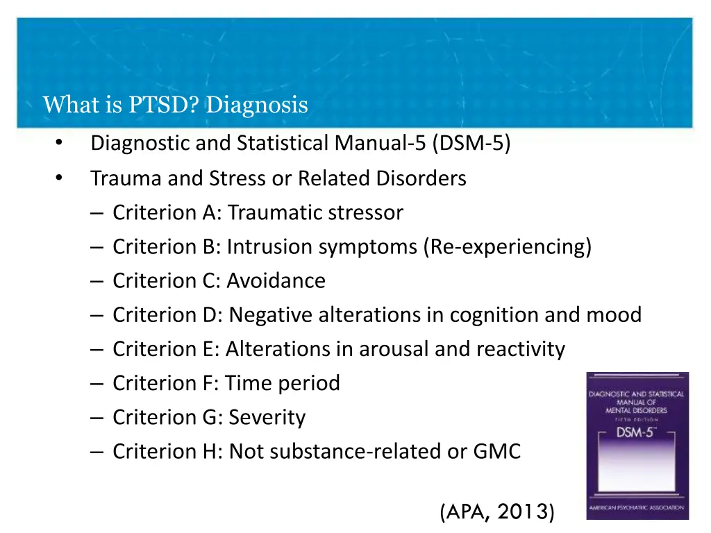 what is ptsd diagnosis diagnostic and statistical