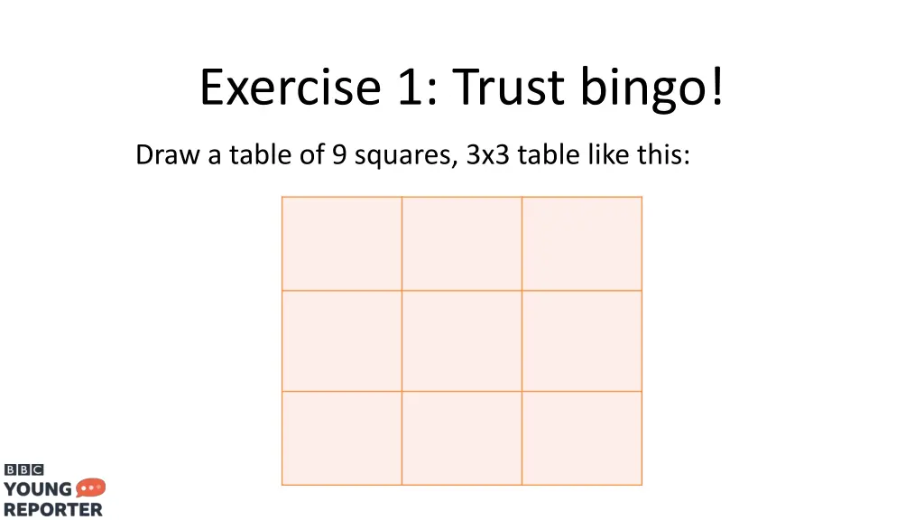 exercise 1 trust bingo