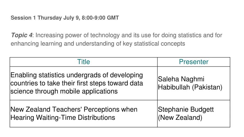 session 1 thursday july 9 8 00 9 00 gmt
