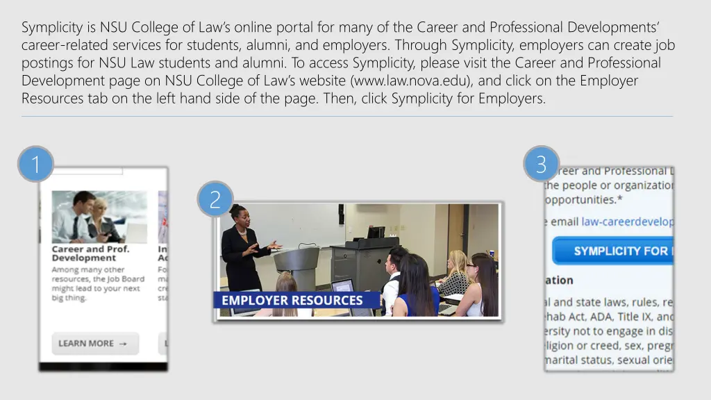 symplicity is nsu college of law s online portal