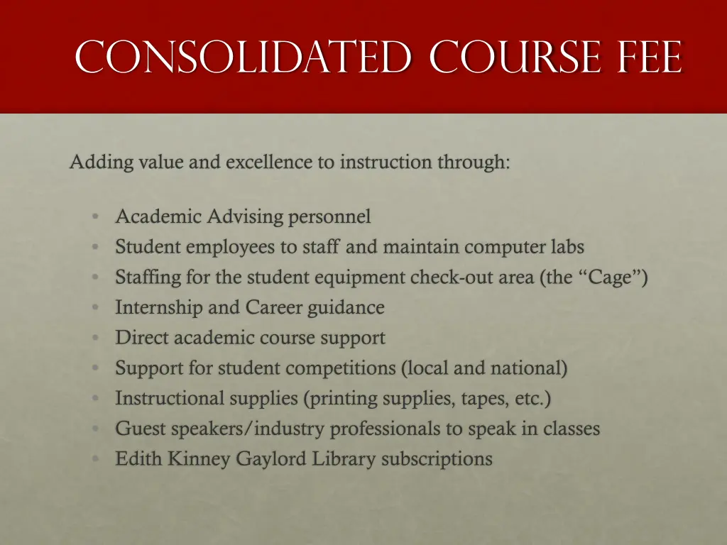 consolidated course fee