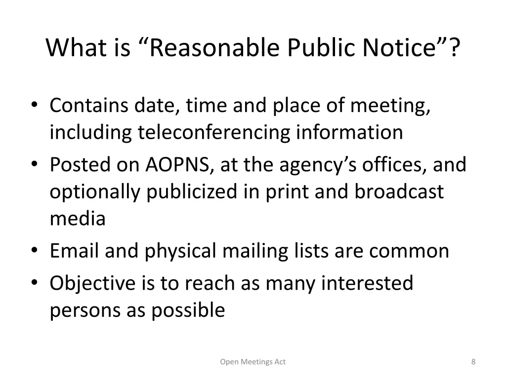 what is reasonable public notice