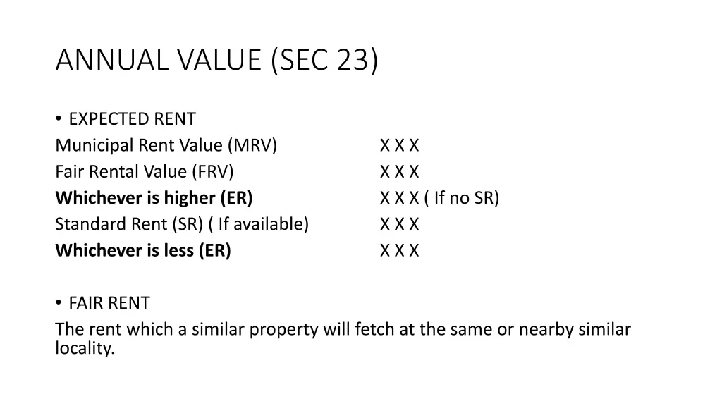 annual value sec 23