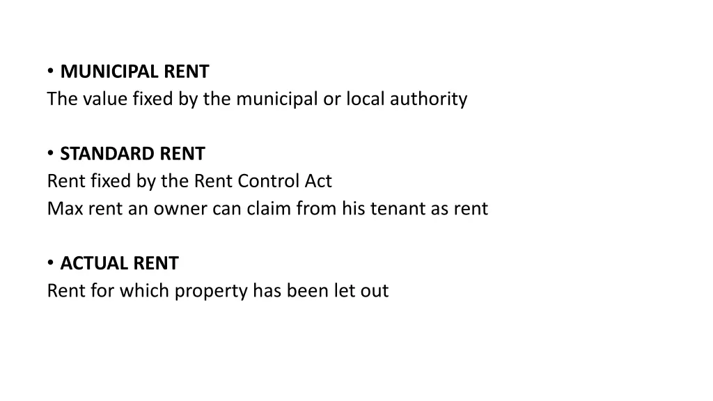 municipal rent the value fixed by the municipal