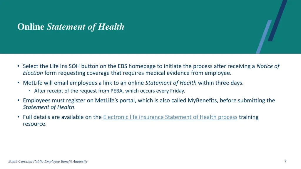 online statement of health