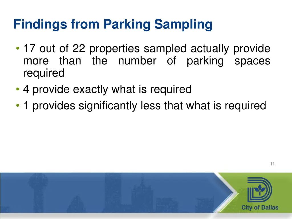 findings from parking sampling