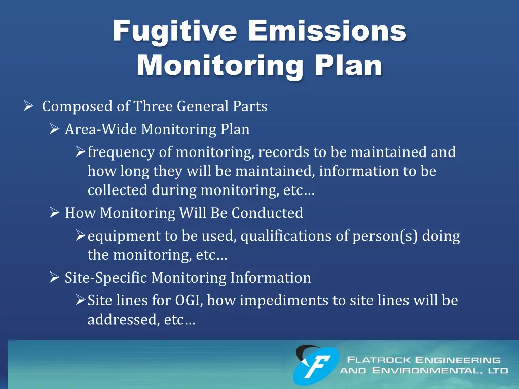 fugitive emissions monitoring plan