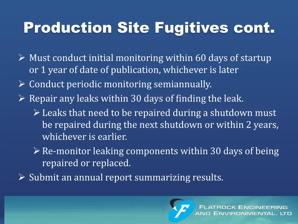 production site fugitives cont
