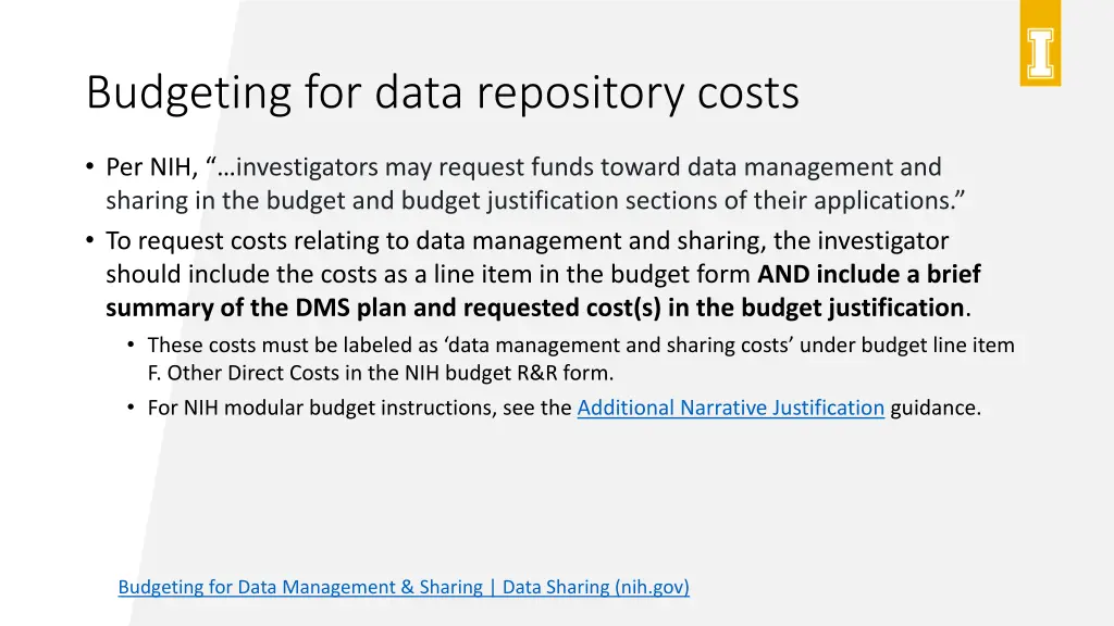 budgeting for data repository costs