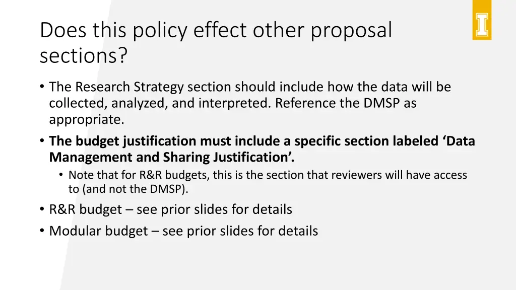does this policy effect other proposal sections
