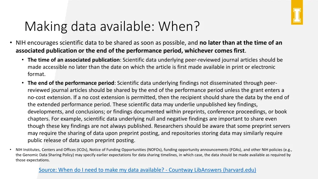 making data available when