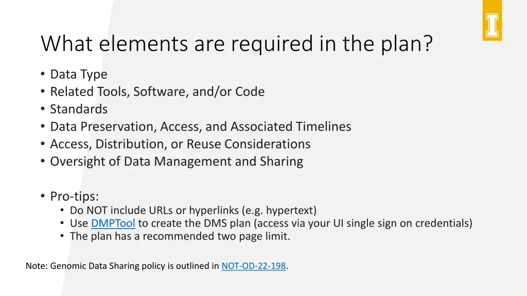 what elements are required in the plan