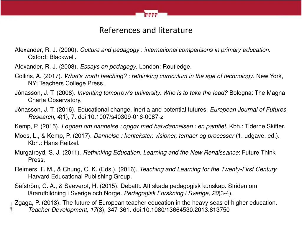 references and literature