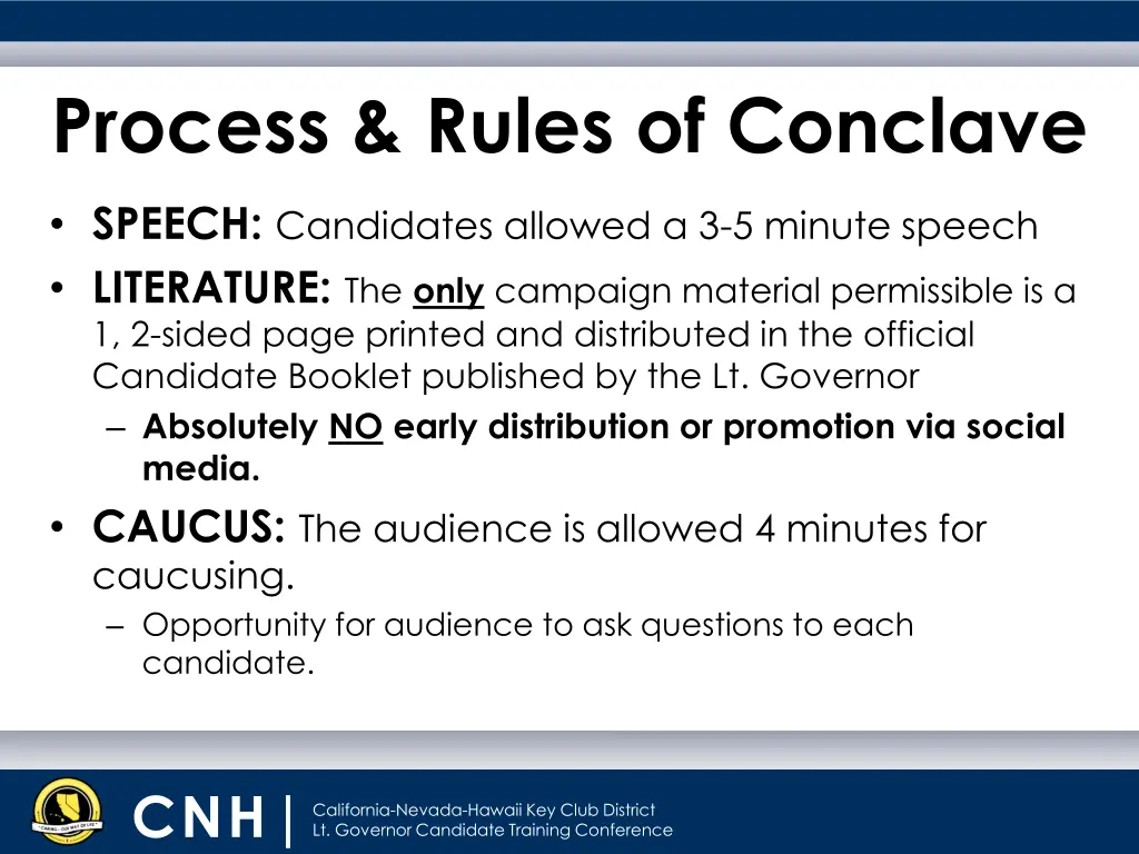 process rules of conclave